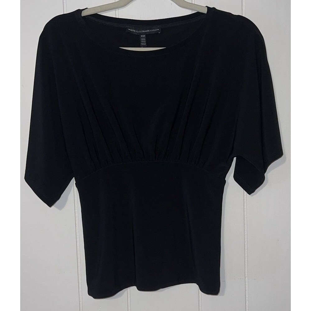 White House Black Market MJ Kimono Sleeve Top Blouse Size XXS Black Flowy Sleeve